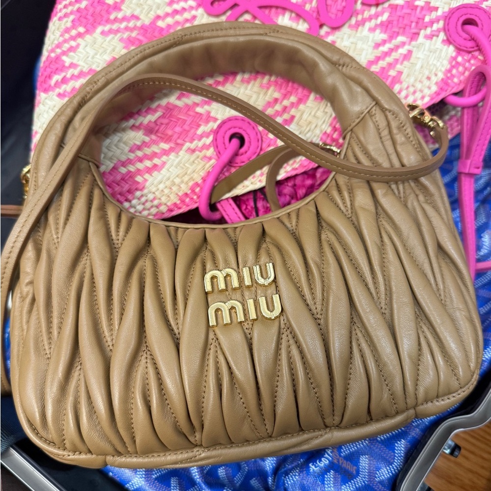 Miu Miu Tan Matelassé Shoulder Bag
